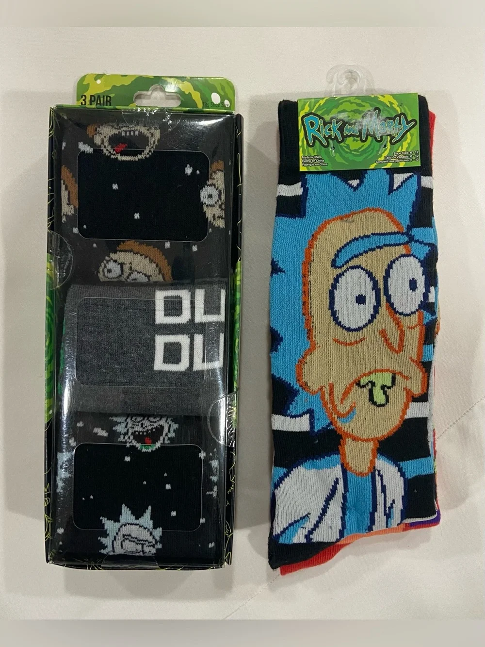 Adult Swim Rick & Morty Crew Socks Shoe Size 8-12, LOT of 2